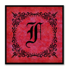 Alphabet F Red Canvas Print Black Frame Kids Bedroom Wall Décor Home Art