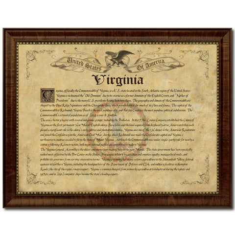 Virginia Vintage History Flag Canvas Print, Picture Frame Gift Ideas Home Décor Wall Art Decoration
