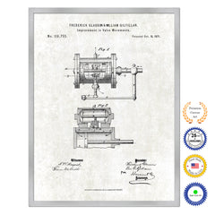 1871 Improvement in Valve Movements Old Patent Art Print on Canvas Custom Framed Vintage Home Decor Wall Decoration Great for Gifts