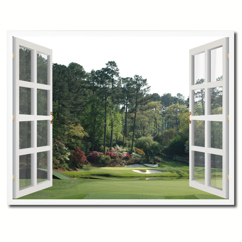 Masters Hole Augusta Picture French Window Framed Canvas Print Home Decor Wall Art Collection