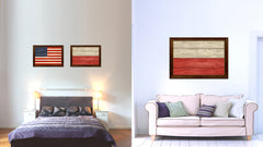 Poland Country Flag Texture Canvas Print with Brown Custom Picture Frame Home Decor Gift Ideas Wall Art Decoration