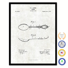 1902 Spoon Old Patent Art Print on Canvas Custom Framed Vintage Home Decor Wall Decoration Great for Gifts