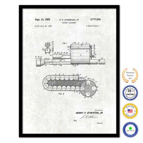 1955 Rocket Launcher Old Patent Art Print on Canvas Custom Framed Vintage Home Decor Wall Decoration Great for Gifts