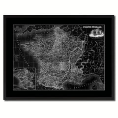 Mideavel France Crusades Vintage Monochrome Map Canvas Print, Gifts Picture Frames Home Decor Wall Art