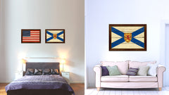 Nova Scotia Province City Canada Country Vintage Flag Canvas Print Brown Picture Frame