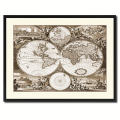 Frederick Ee Wit   Vintage Sepia Map Canvas Print, Picture Frame Gifts Home Decor Wall Art Decoration