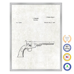1859 Gun Revolver Old Patent Art Print on Canvas Custom Framed Vintage Home Decor Wall Decoration Great for Gifts