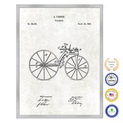 1869 Velocipede Old Patent Art Print on Canvas Custom Framed Vintage Home Decor Wall Decoration Great for Gifts
