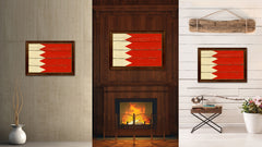 Bahrain Country Flag Vintage Canvas Print with Brown Picture Frame Home Decor Gifts Wall Art Decoration Artwork