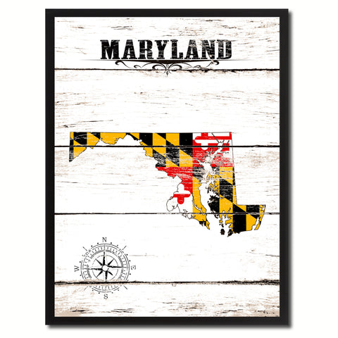 Maryland State Flag Gifts Home Decor Wall Art Canvas Print Picture Frames