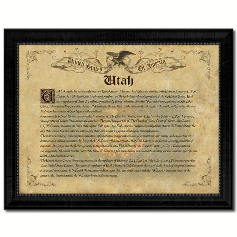 Utah Vintage History Flag Canvas Print, Picture Frame Gift Ideas Home Décor Wall Art Decoration