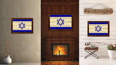 Israel Country Flag Vintage Canvas Print with Brown Picture Frame Home Decor Gifts Wall Art Decoration Artwork