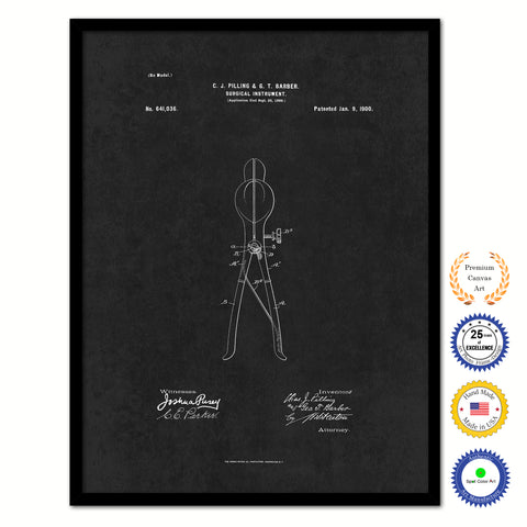 1900 Doctor Surgical Instrument Vintage Patent Artwork Black Framed Canvas Home Office Decor Great for Doctor Paramedic Surgeon Hospital Medical Student