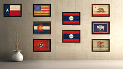 Laos Country Flag Vintage Canvas Print with Black Picture Frame Home Decor Gifts Wall Art Decoration Artwork