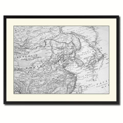 Europe  Asia Vintage B&W Map Canvas Print, Picture Frame Home Decor Wall Art Gift Ideas