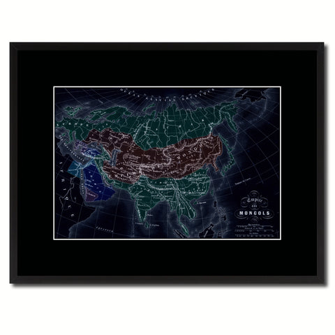 Mongolian Empire Asia Vintage Vivid Color Map Canvas Print, Picture Frame Home Decor Wall Art Office Decoration Gift Ideas