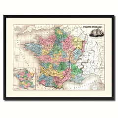 Mideavel France Crusades Vintage Antique Map Wall Art Home Decor Gift Ideas Canvas Print Custom Picture Frame