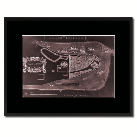 New York Vintage Vivid Sepia Map Canvas Print, Picture Frames Home Decor Wall Art Decoration Gifts