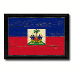 Haiti Country Flag Vintage Canvas Print with Black Picture Frame Home Decor Gifts Wall Art Decoration Artwork