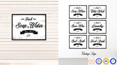 Fresh Soap & Water Vintage Sign White Canvas Print Home Decor Wall Art Gifts Picture Frames
