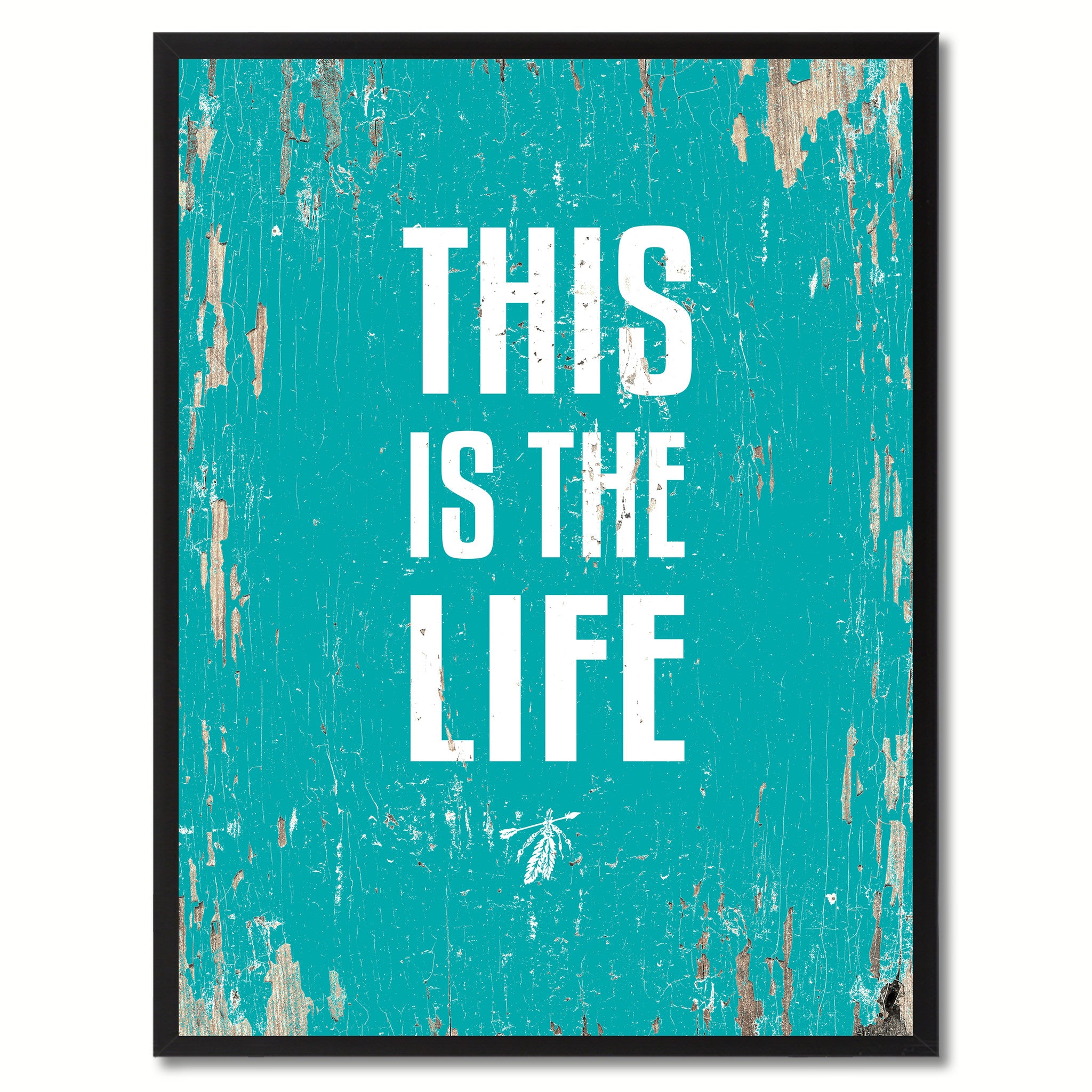This Is The Life Saying Canvas Print, Black Picture Frame Home Decor Wall Art Gifts