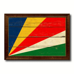 Seychelles Country Flag Vintage Canvas Print with Brown Picture Frame Home Decor Gifts Wall Art Decoration Artwork