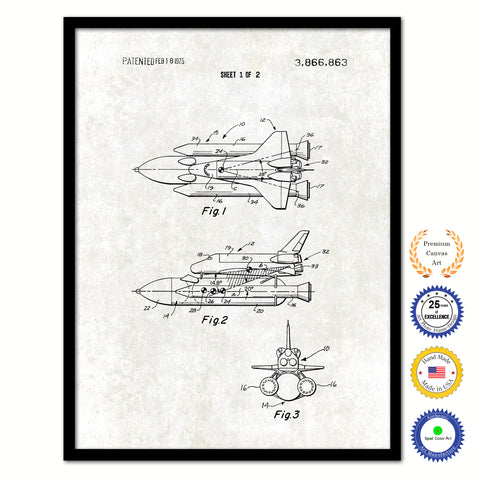 1975 Rocket Space Shuttle Old Patent Art Print on Canvas Custom Framed Vintage Home Decor Wall Decoration Great for Gifts