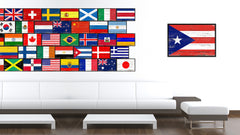 Puerto Rico Country National Flag Vintage Canvas Print with Picture Frame Home Decor Wall Art Collection Gift Ideas
