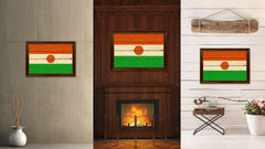 Niger Country Flag Vintage Canvas Print with Brown Picture Frame Home Decor Gifts Wall Art Decoration Artwork