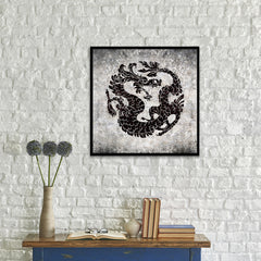 Zodiac Dragon Horoscope Black Canvas Print Black Custom Frame Home Decor Wall Art