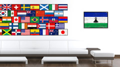 Lesotho Country National Flag Vintage Canvas Print with Picture Frame Home Decor Wall Art Collection Gift Ideas