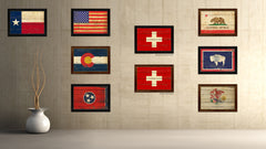 Switzerland Country Flag Vintage Canvas Print with Brown Picture Frame Home Decor Gifts Wall Art Decoration Artwork