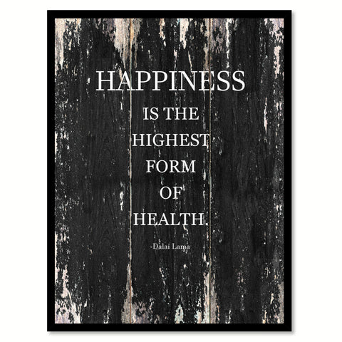 Happiness is the highest form of health Dalai Lama Motivational Quote Saying Canvas Print with Picture Frame Home Decor Wall Art