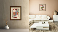 One Eye Jack Diamond Poker Decks of Vintage Cards Print on Canvas Brown Custom Framed