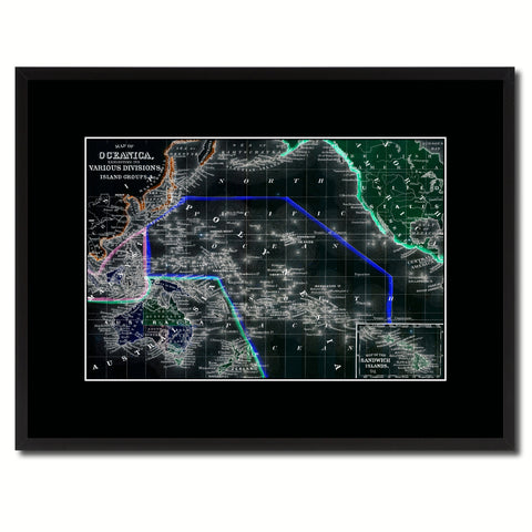 Oceania Vintage Vivid Color Map Canvas Print, Picture Frame Home Decor Wall Art Office Decoration Gift Ideas