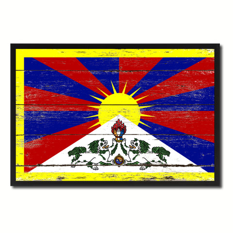 Tibet Country National Flag Vintage Canvas Print with Picture Frame Home Decor Wall Art Collection Gift Ideas