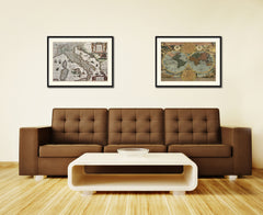 Italy Vintage Antique Map Wall Art Home Decor Gift Ideas Canvas Print Custom Picture Frame