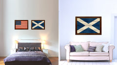 Scotland Country Flag Texture Canvas Print with Brown Custom Picture Frame Home Decor Gift Ideas Wall Art Decoration