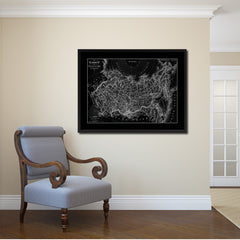 Siberia Russia Vintage Monochrome Map Canvas Print, Gifts Picture Frames Home Decor Wall Art