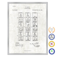 1888 Baseball Playing Cards Old Patent Art Print on Canvas Custom Framed Vintage Home Decor Wall Decoration Great for Gifts