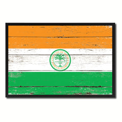 Miami City Florida State Flag Vintage Canvas Print with Black Picture Frame Home Decor Wall Art Collectible Decoration Artwork Gifts