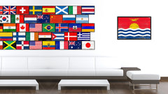 Kiribati Country National Flag Vintage Framed Canvas Print Home Decor Wall Art