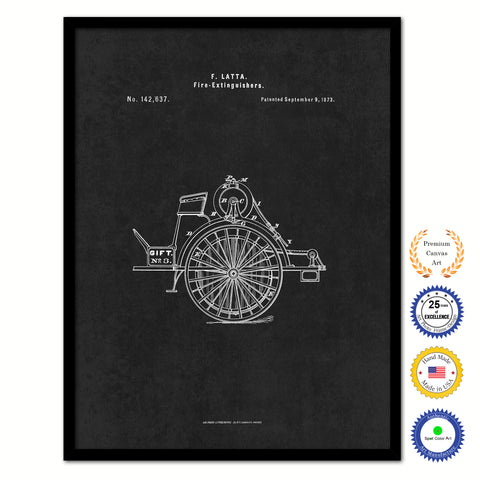 1873 Firefighter Fire Extinguishers Vintage Patent Artwork Black Framed Canvas Home Office Decor Great for Firefighter Fireman Firewoman