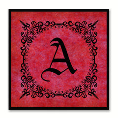 Alphabet A Red Canvas Print Black Frame Kids Bedroom Wall Décor Home Art
