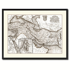 Persia Iraq Iran Afghanistan Vintage Sepia Map Canvas Print, Picture Frame Gifts Home Decor Wall Art Decoration