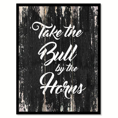 Take the bull by the horns Motivational Quote Saying Canvas Print with Picture Frame Home Decor Wall Art