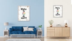 Wake Up & Be Happy Vintage Saying Gifts Home Decor Wall Art Canvas Print with Custom Picture Frame