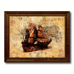 Boat Vintage Nautical Map Home Decor Wall Art Livingroom Decoration