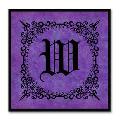 Alphabet W Purple Canvas Print Black Frame Kids Bedroom Wall Décor Home Art