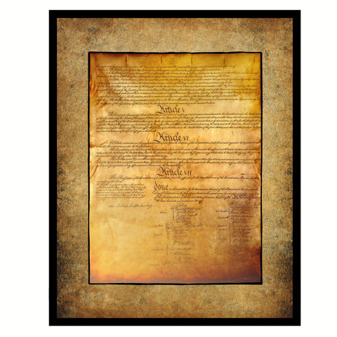 US Constitution We The People Framed Canvas Print Home Décor Wall Art